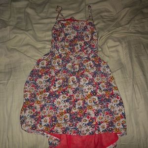 A floral dress with an open back